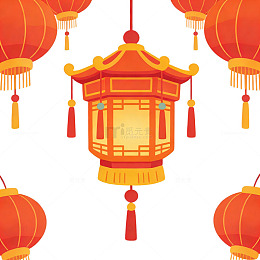 扁平手绘灯笼元素