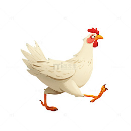 卡通鸡跑步插画