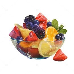 水果沙拉水彩画