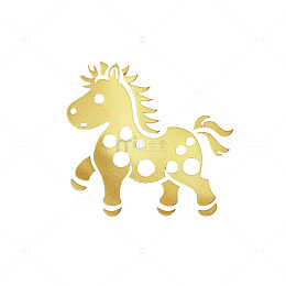 金色小马剪纸艺术图案