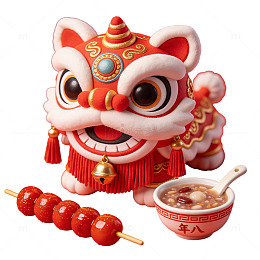 喜庆中国风舞狮节日装饰素材