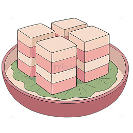 卡通美食插画设计素材巴沙鱼片线稿