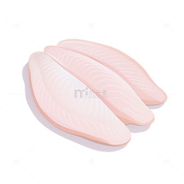 卡通美食插画设计素材巴沙鱼切片-01