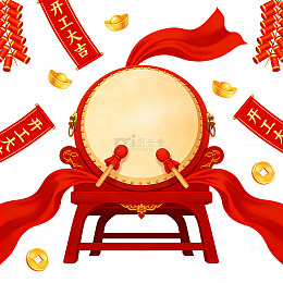 喜庆中国风格大鼓元素设计素材