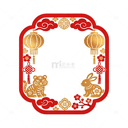 中国红喜庆生肖图案边框