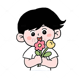 男孩春季赏花免抠元素