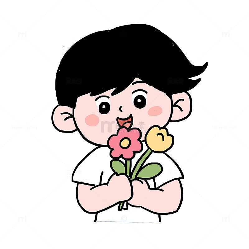 男孩春季赏花免抠元素