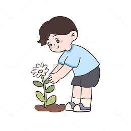 春天种花手绘卡通元素