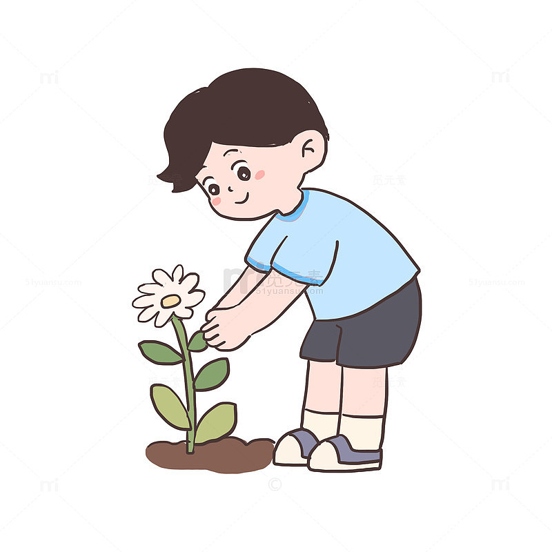 春天种花手绘卡通元素