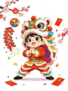 新年春节喜庆舞狮醒狮舞龙104