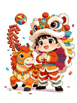 新年春节喜庆舞狮醒狮舞龙127