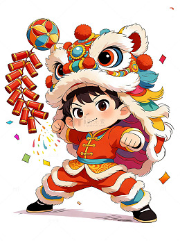 新年春节喜庆舞狮醒狮舞龙124