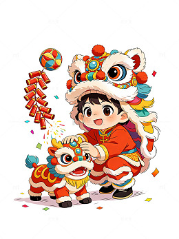 新年春节喜庆舞狮醒狮舞龙120