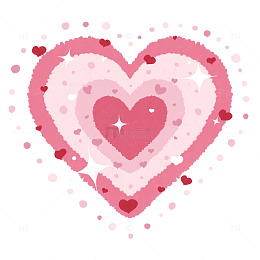 粉红心形插画爱情主题装饰素材