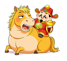 2026卡通马年新年春节迎财神送福贺岁