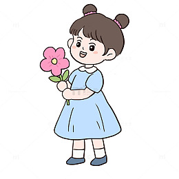 春天赏花的女孩元素
