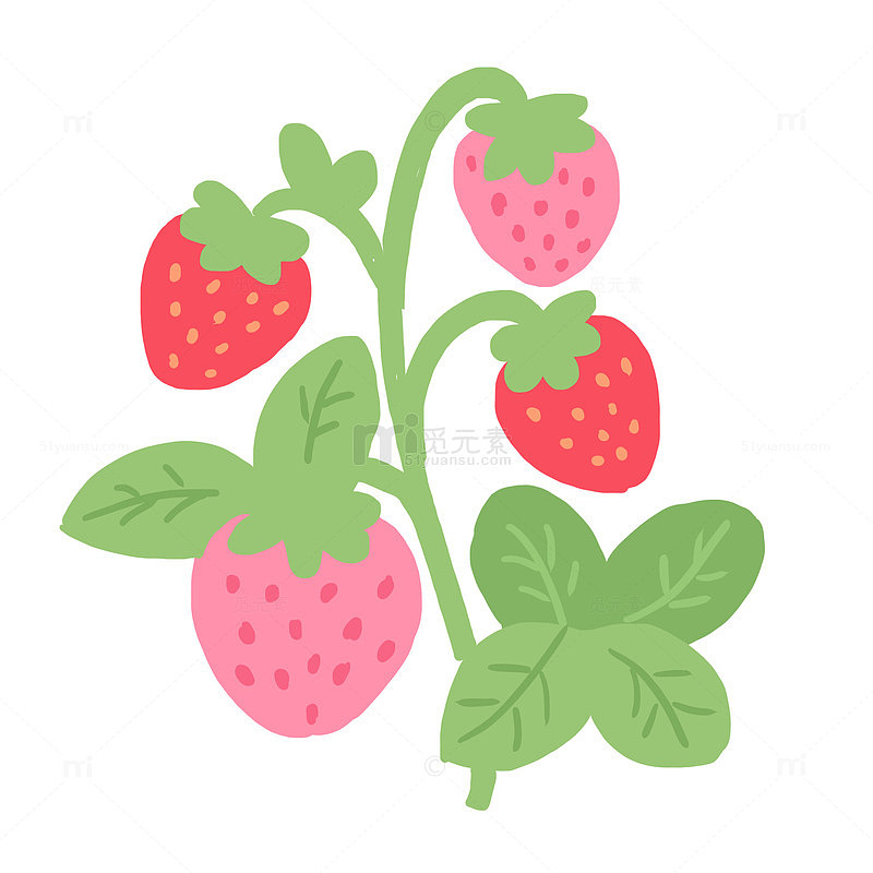 草莓手绘卡通免抠元素