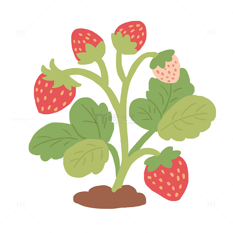 春天草莓手绘卡通免抠元素