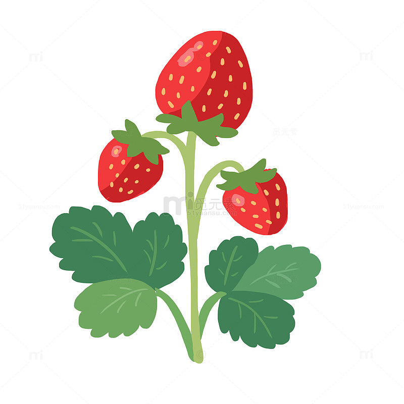 春季草莓手绘卡通免抠元素