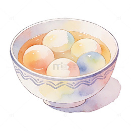 水彩汤圆美食插画设计素材