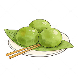 水彩清明团子插画设计素材