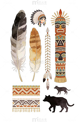 印第安图腾艺术插画素材