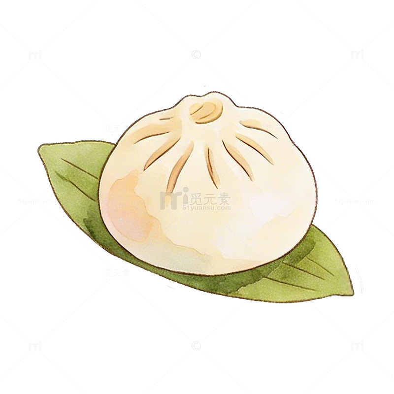 水彩包子美食插画