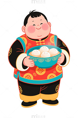 喜庆中国风汤圆插画素材