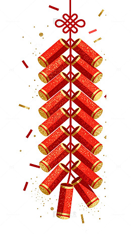 中国传统鞭炮节日喜庆插画