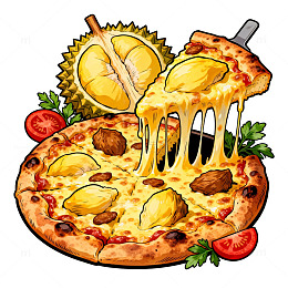 美食风榴莲芝士披萨插画