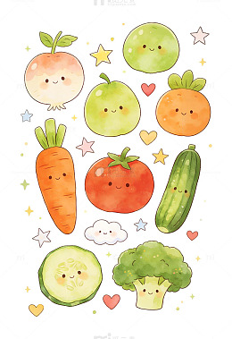 可爱卡通蔬果插画