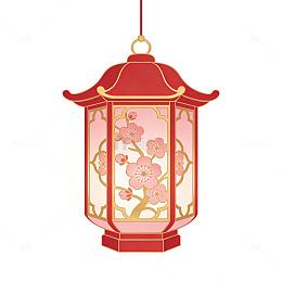 中式宫灯梅花国风文艺扁平简约元素