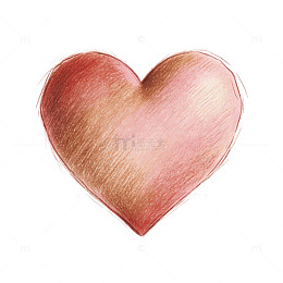 彩铅手绘爱心自然彩铅笔触感带轻肌理元素