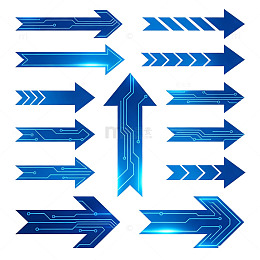 科技感箭头蓝色箭头虚线箭头元素
