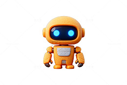 卡通可爱机器人3D渲染图