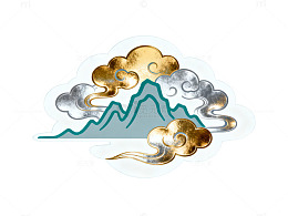 云山水墨风格图案设计