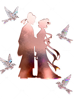 金属剪影情侣飞鸟装饰