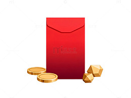 红色红包与金币元素设计图