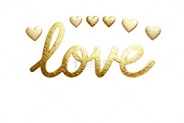 金色爱心情人节艺术字设计素材