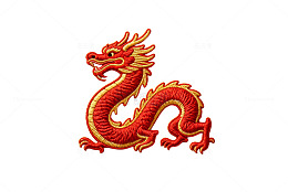 中国风龙刺绣图案设计元素