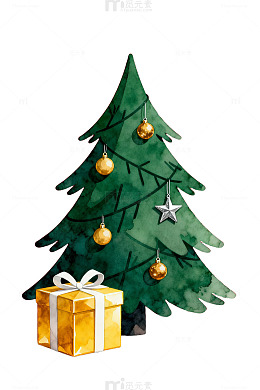 AI生成圣诞树礼盒插画