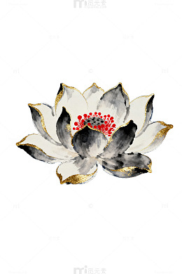 水墨风荷花艺术插画