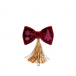 酒红色圣诞蝴蝶结饰品