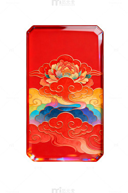 红色祥云莲花装饰盒