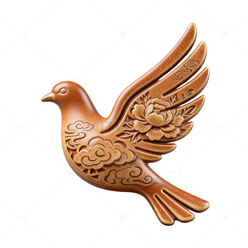 木雕展翅鸽子装饰摆件