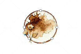 水彩风格圆形装饰画