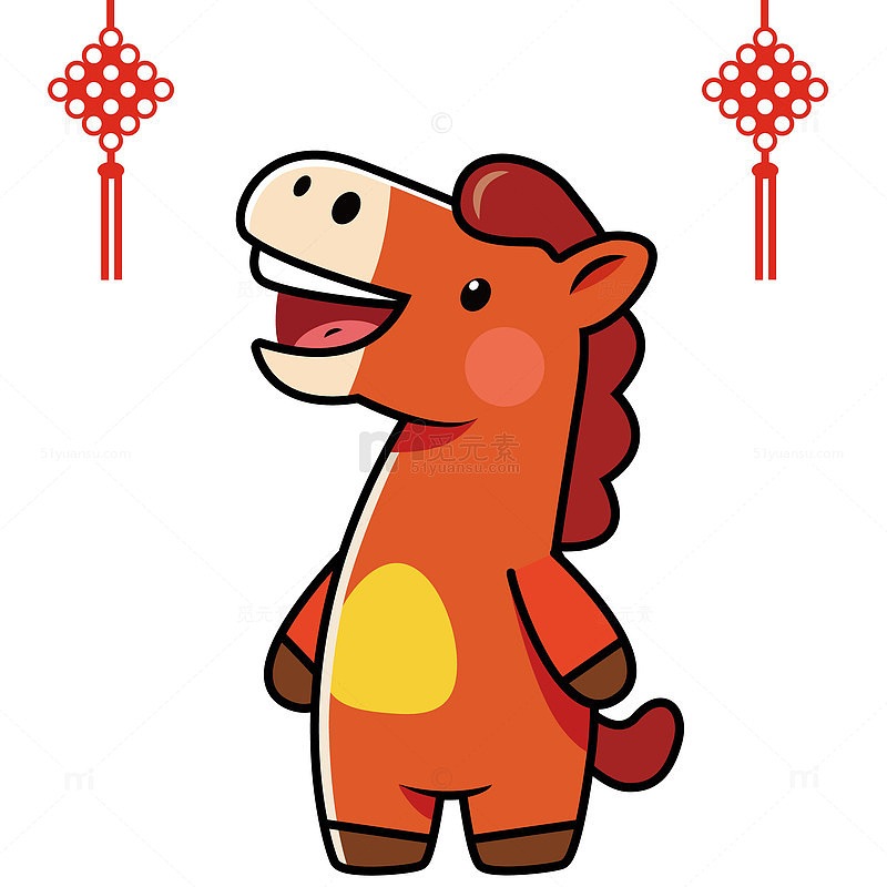 卡通马年喜庆插画