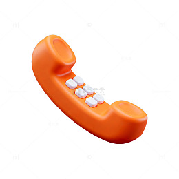 橙色复古电话机3D模型素材