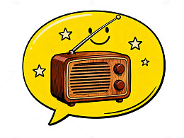 卡通收音机笑脸创意插画