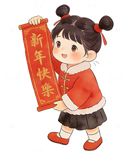 卡通新年快乐春节祝福插画